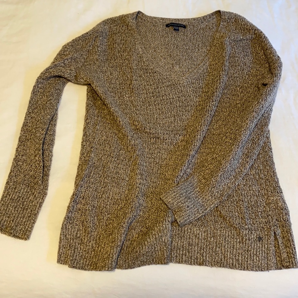 Dark tan American eagle v neck sweater